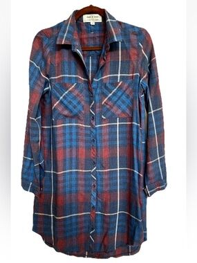 NWOT Cloth & Stone Aurora Plaid Shirt Dress Small Anthropologie